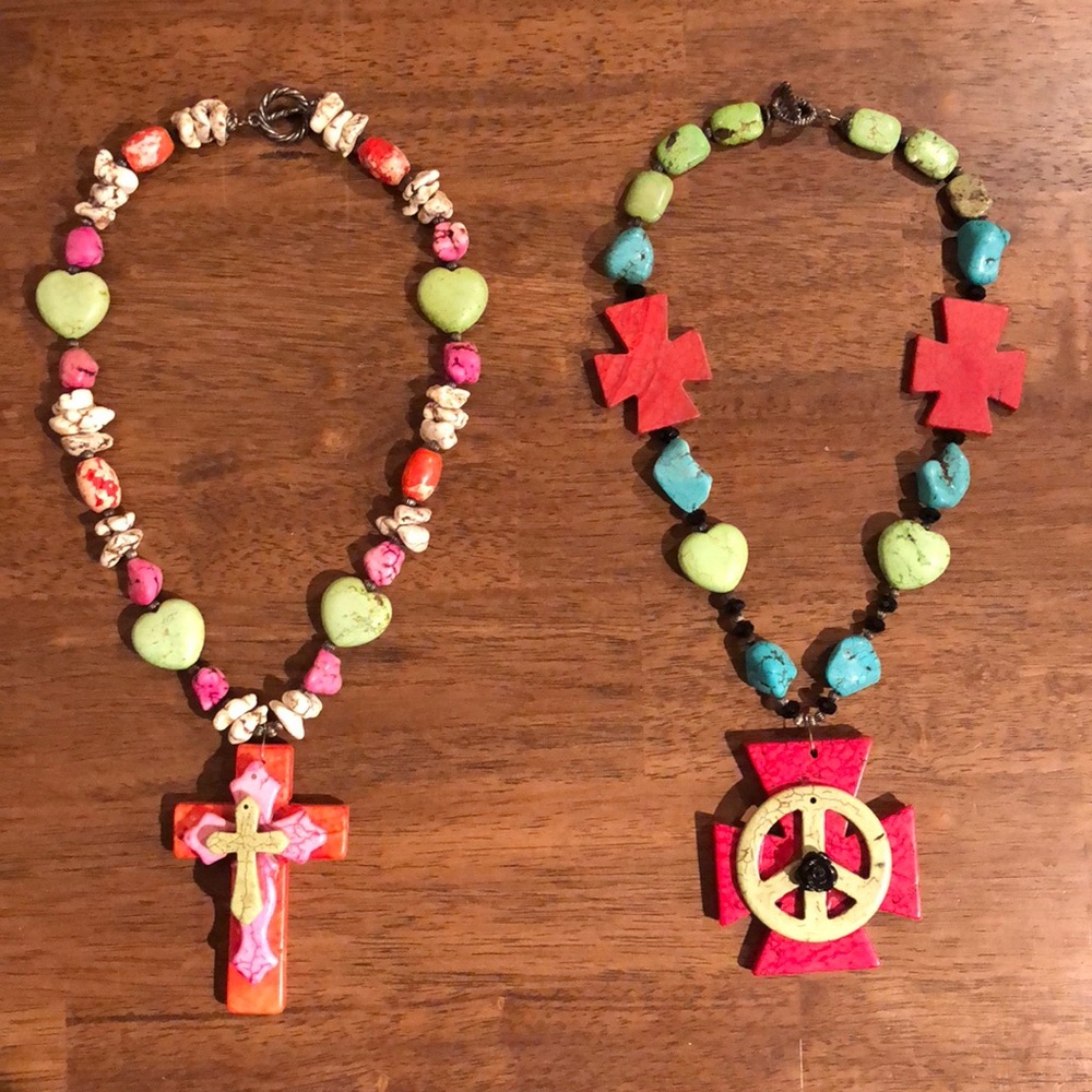 Set of 2 gypsy cowgirl stone necklaces